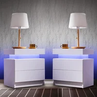 Nightstand Set of 2 LED Nightstand with 2 Drawers,Bedside Table with Drawers for Bedroom Furniture,Side Bed Table 1