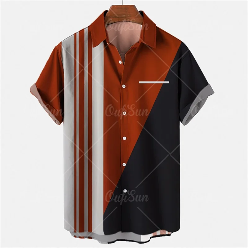 

Summer Men's Striped Design Short Sleeve Shirt Fashion Trend Casual Loose Breathable Daily Plus Size Comfortable T-Shirt