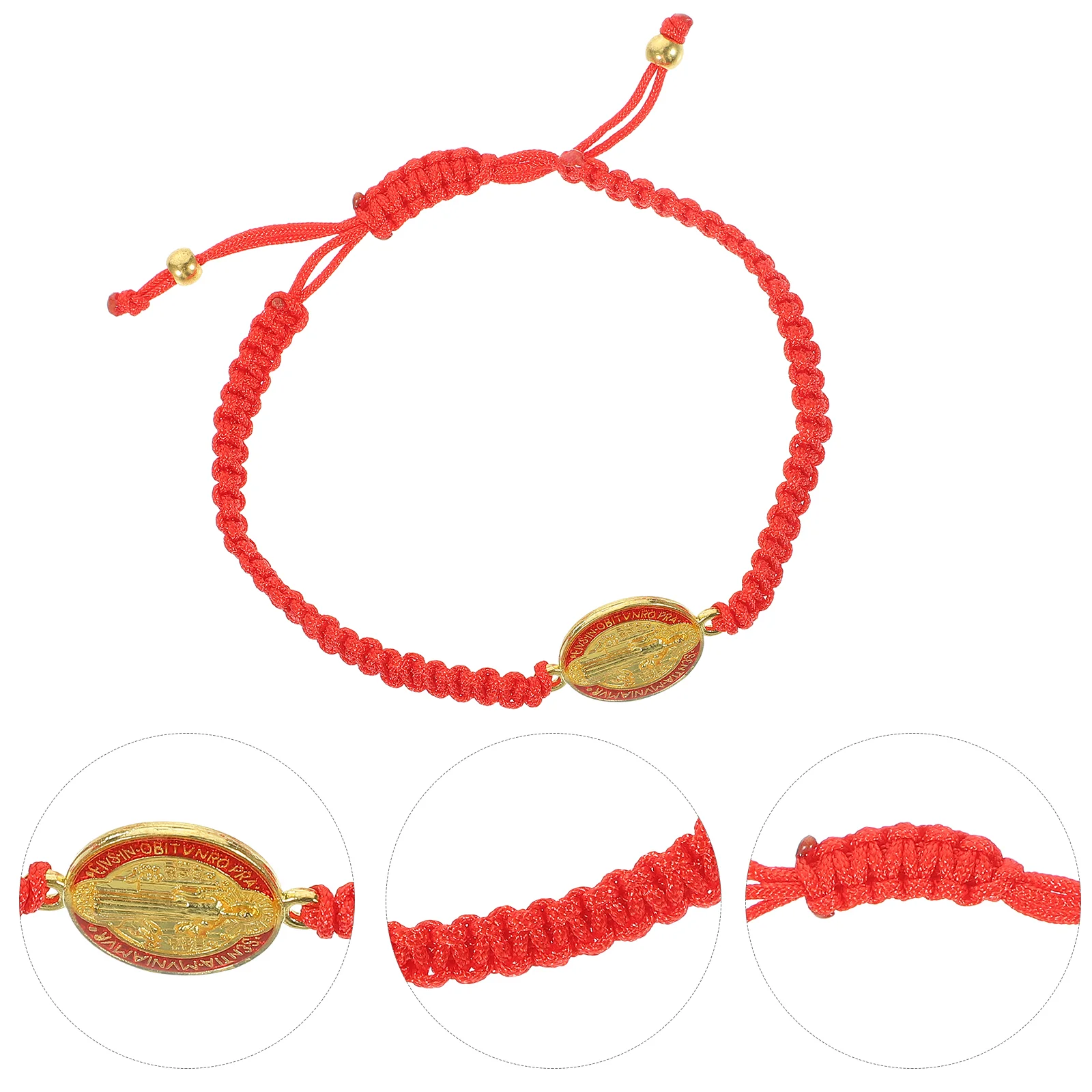

Catholic Bracelet Virgin Mary Saint Benedict Bracelet Red String Braided Bracelet Adjustable Religious Bracelet Men