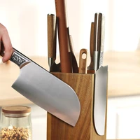 Magnetic Acacia Wood Knife Holder Rotating Anti-mold Storage Rack Modern Kitchen Tool Organizer with Space-saving Design 2