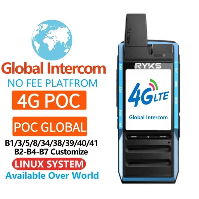 

Global-Intercom 4G PoC Internet Two-Way Radio MINI Sim Card walkie talkie long range 5000km pair (no fee) Intercom platform