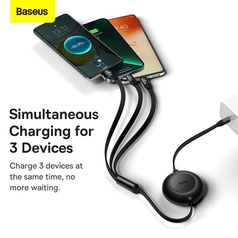 Baseus Retractable 100W 3 in 1 Fast USB - Image 4