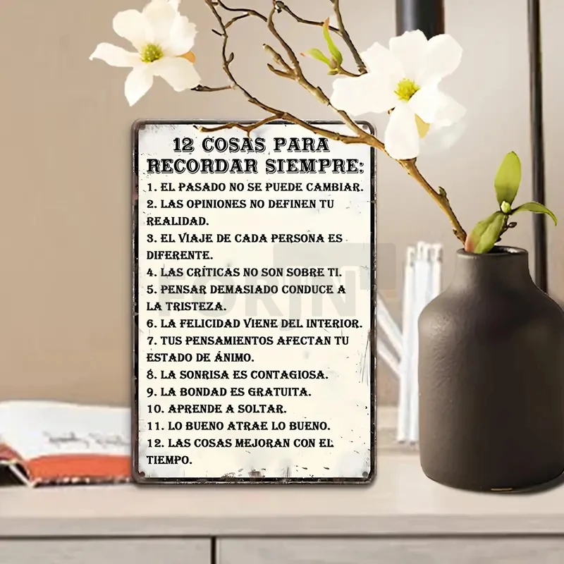 Inspirational Spanish Quote Metal Wall Art - Minimalist Black and White Decor