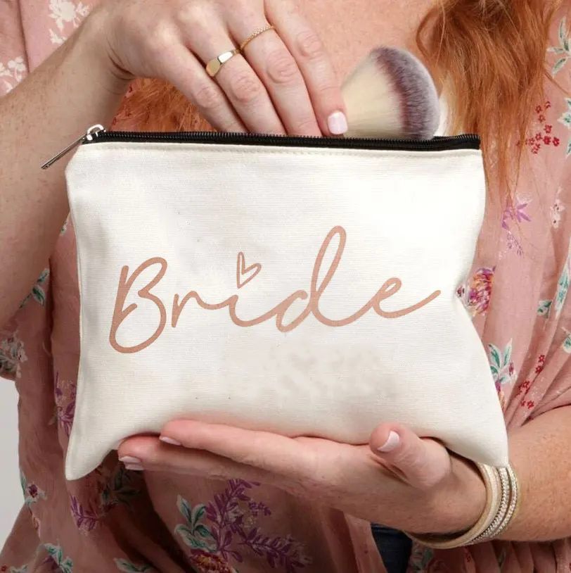 Team Bride  Printed Love Logo Women Makeup Pouch Bridesmaid Pocket Lipstick Makeup Brush Bag Large Capacity Wash Bag for Wedding 2