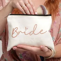 Team Bride  Printed Love Logo Women Makeup Pouch Bridesmaid Pocket Lipstick Makeup Brush Bag Large Capacity Wash Bag for Wedding 2