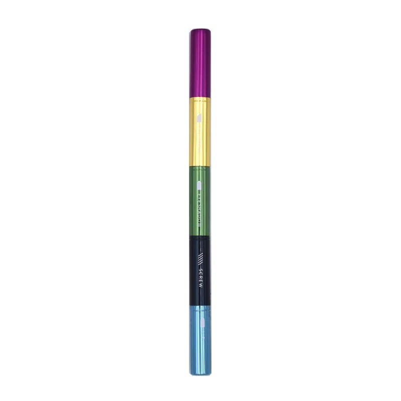 4 In 1 Multifunctional Makeup Brush Eyebrow Lip Eyelash Eye Shadow Professional Cosmetic Brush Metal Colorful