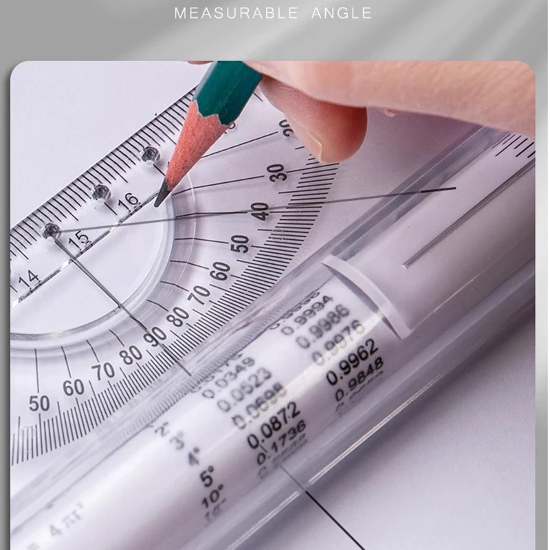 Multi Function Drawing Tool Roll Draw Ruler Metric Rolling Ruler Clear Measuring Parallel Rolling Angles Line stainless steel ruler triangle ruler ruler set drawing ruler straight ruler metal ruler plastic ruler quilting ruler rotatable ruler cats paw ruler