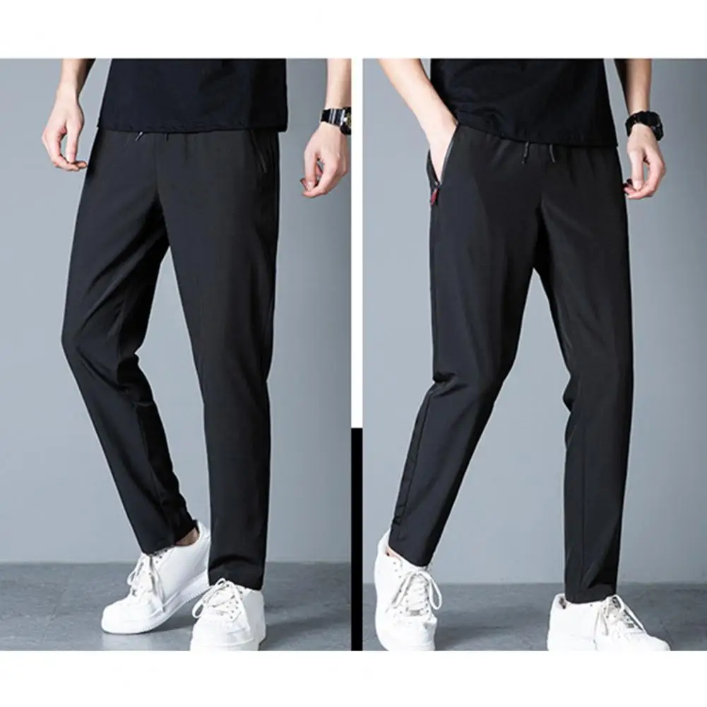 

Men Casual Trousers Men's Loose Fit Stretchy Drawstring Sweatpants for Gym Training Jogging Soft Breathable Ninth Trousers