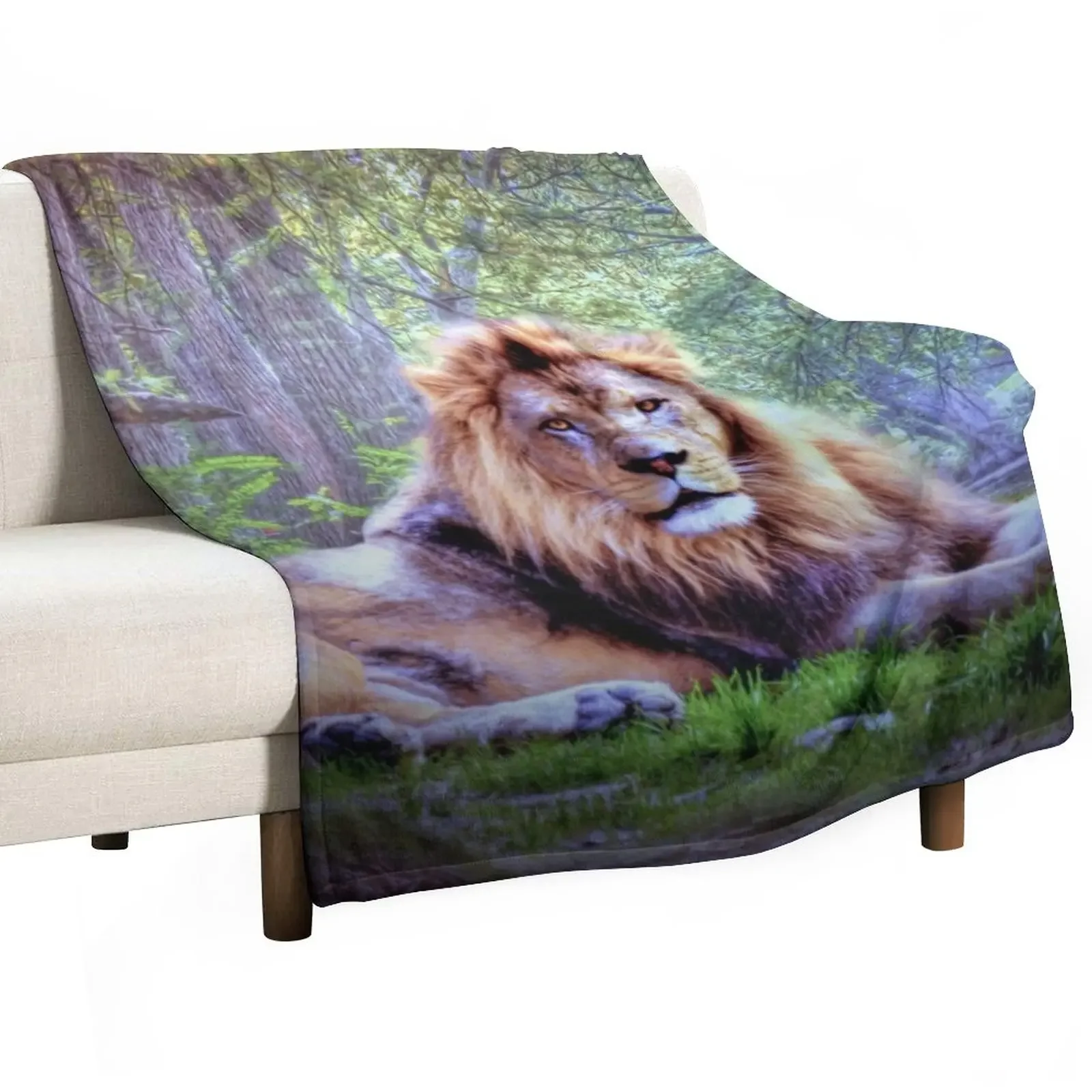 

Lion Throw Blanket decorative Plaid on the sofa Soft Hairy Blankets