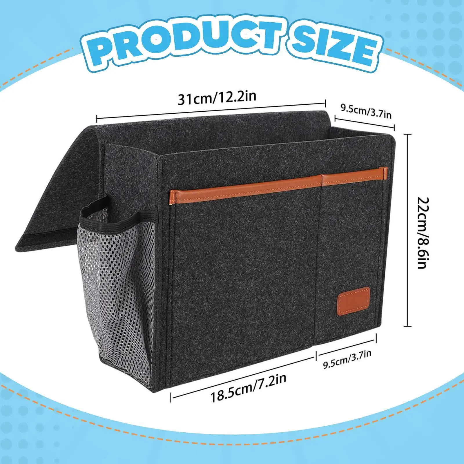 Hanging Bedside Bag, Under Mattress Storage Organizer, Bedside Pockets, Thick
