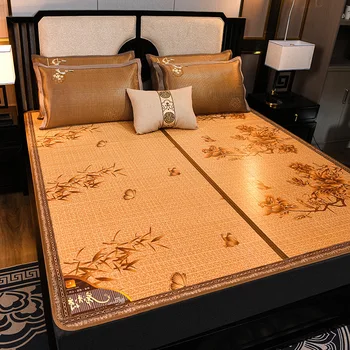 여름 쿨링 대나무 매트, 등나무 매트, 아이스 실크 매트리스, 양면 접이식 탄소 대나무 매트, 트윈 퀸 킹 풀 사이즈