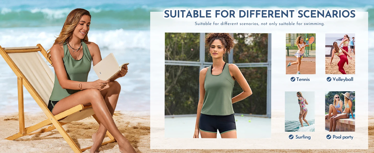 Three Piece Tankini Bathing Suits for Women