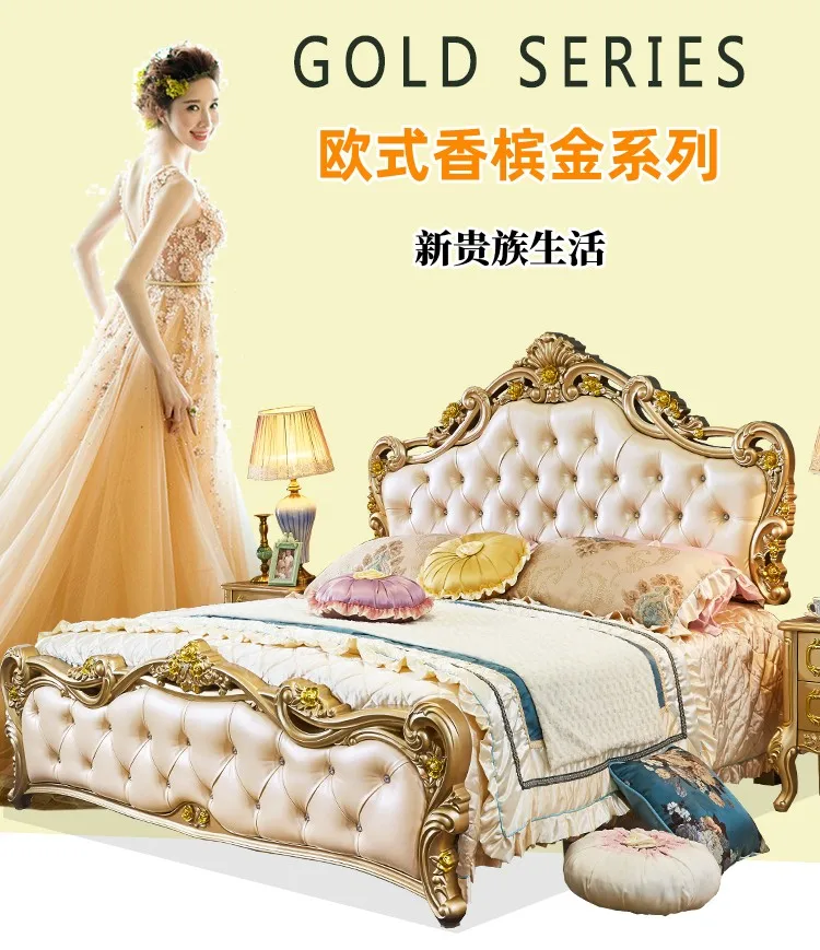 Description Picture 2 of itemLarge Princess Master Bedroom Set Double Villa High Luxury Human Bedroom Set Wooden Sleeping Letti E Mobili Nordic Furniture