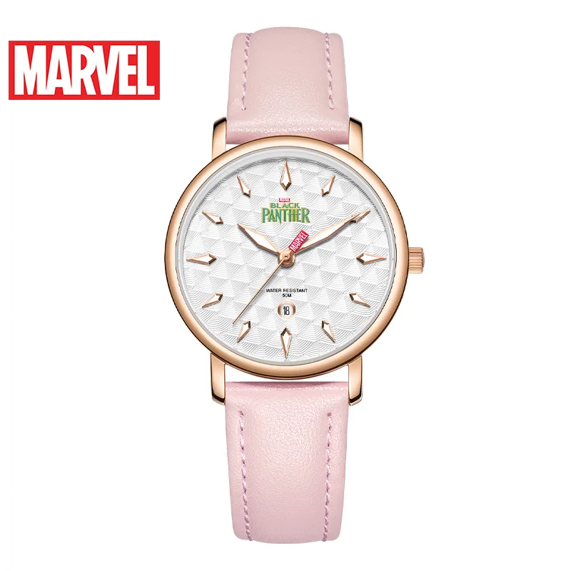 Disney Gift With Box MARVEL Original Black Panther Woman Quartz Watch Stainless Steel Female Calendar Relogio Masculino