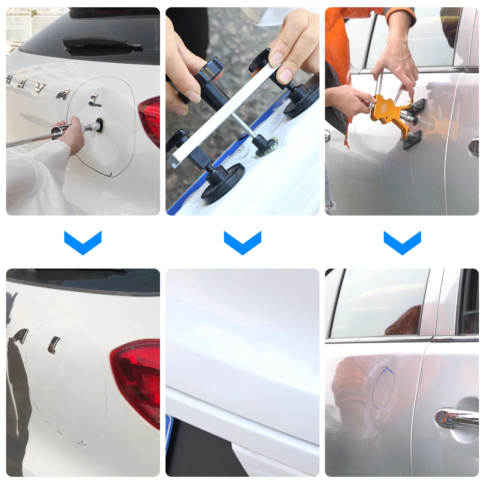 Paintless Dent Repair Tools Kit - 3 Rods & 20 Heads For Car Dents Removal