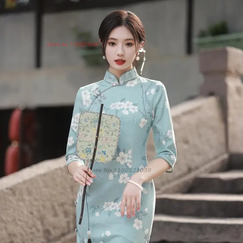 2025 ߱  qipao   Ʈ ̵ cheongsam 巹 qipao  Ƽ ȸ ̺ 巹 vestido