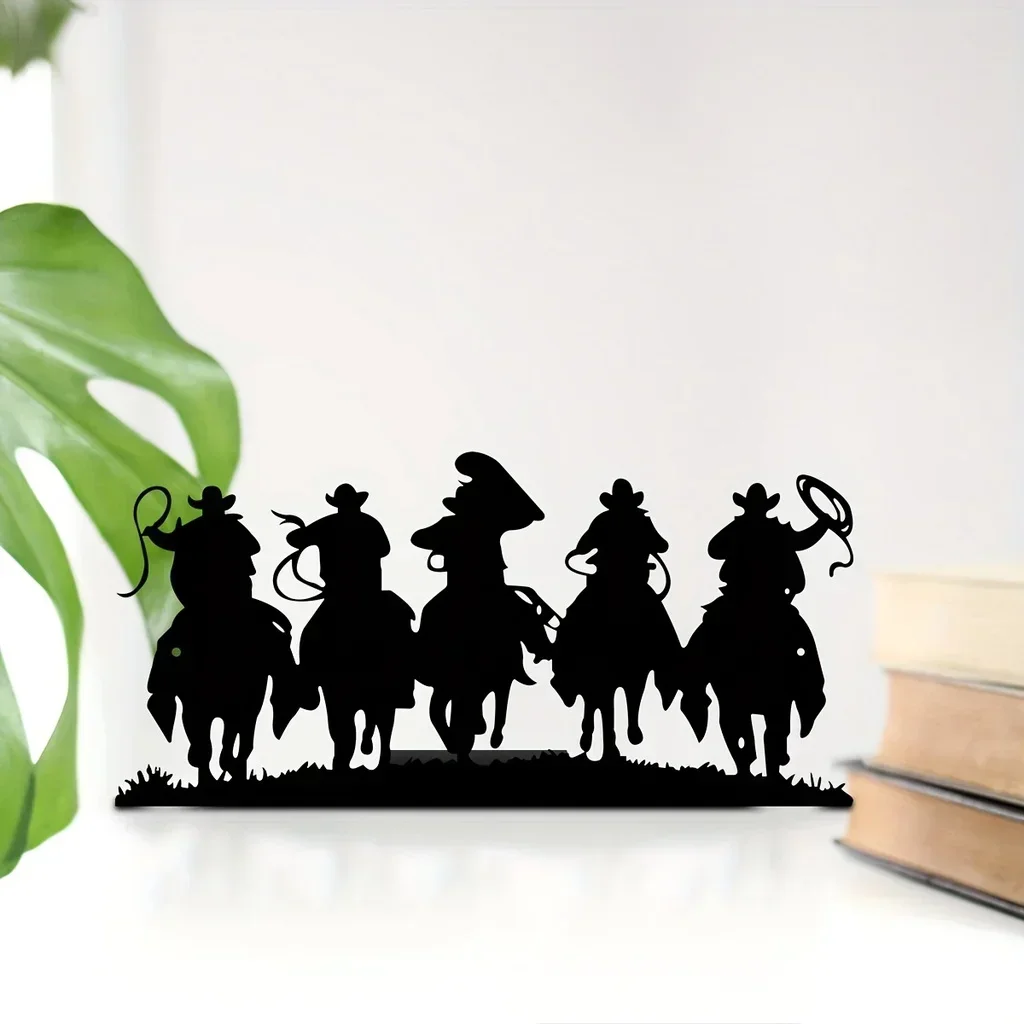 

HELLOYOUNG Western Cowboy Desktop Home Decorations Desktop Metal Artwork Bookends Decorations Christmas Halloween Decorations