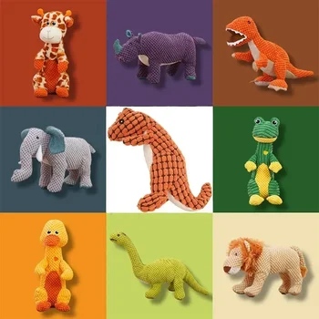 Squeaky Pet Toys for Medium Large Dogs Plush Puppy Big Dog Chew Toys Animals Shape Dog Accessories Lion Dinosaur Pets Supplies 3