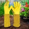 1 Pair Long Thorn Proof Rose Pruning Gloves Breathable Leather Floral Gauntlet Labor Protection Long Elbow Gloves for Women Men 5