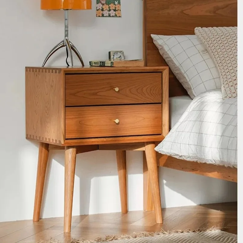 

Nordic Solid Wood Bedside Table Cherry Wood Bedroom Small Locker With Drawer Chest Of Drawers White Oak Bedside Table Wood Color