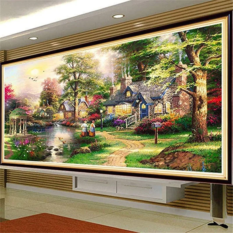 

5D Diamond Painting Pastoral Scenery Cross Stitch Diy Embroidery Full Drill Landscape Rhinestone Pictures Living Room Home Decor