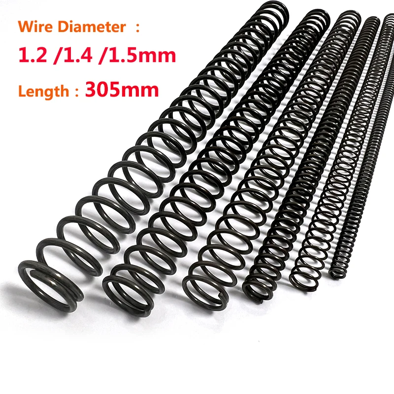 2PCS Wire Diameter 1.2/1.4/1.5mm Length 305mm Long Pressure Spring Y-type Compression Spring 65 Manganese Steel Pressure