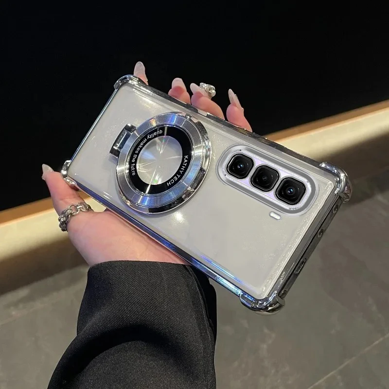 Luxury Plating Stand Shockproof Clear Case - Enhanced Design and Protection