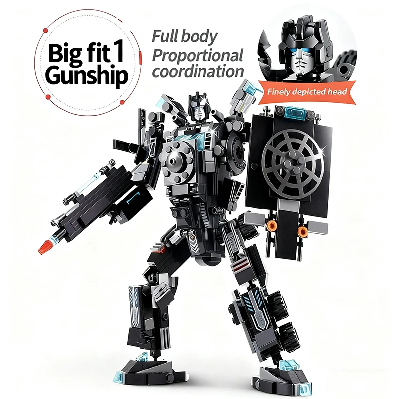8 in1 Military Police Building Blocks Set Model Car Aircraft Mecha Transform Rob