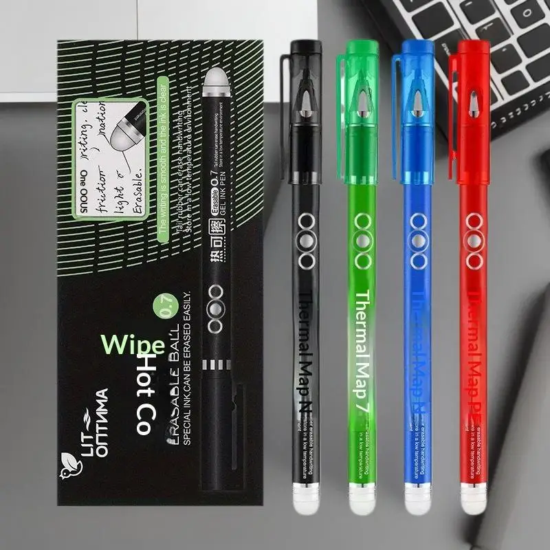 12Pcs 열 지울 수 있는 펜 세트 0.7mm 지울 수 있는 젤 펜 총알 닙 컬러 젤 펜 부드러운 쓰기 학교 사무용품 용품