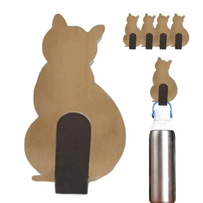 6Pcs Cat Hooks Self-adhesive Door Wall Hook For Kitchen Bathroom Towel Key Holder Rack Stainless Steel Metal Hook Home Supplies 4
