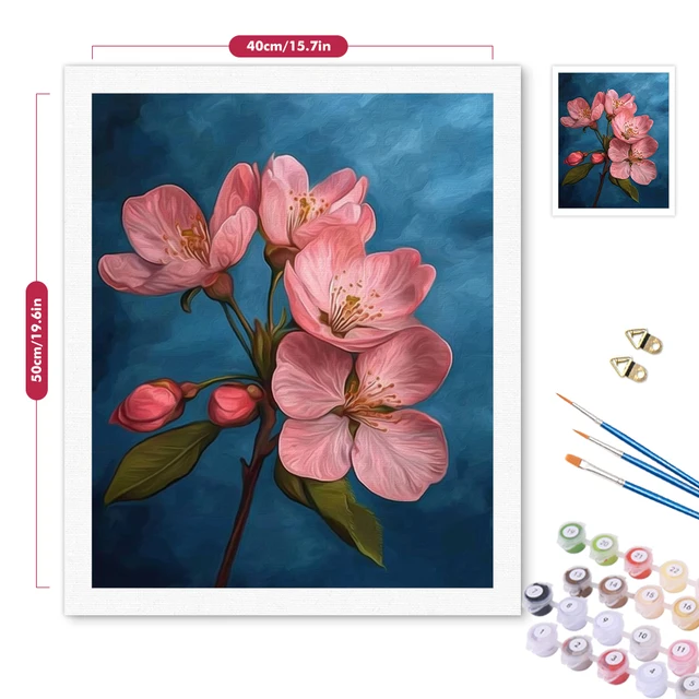 RUOPOTY-Peinture par numéros simple, fournitures d'artisanat de fleurs, pinceaux de dessin pour adultes, marqueurs de documents, acrylique, décoration de la maison 3