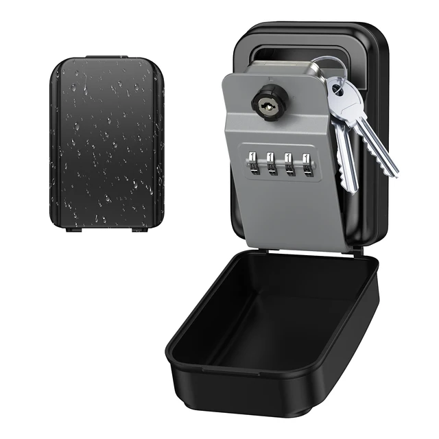 ORIA Key Lock Box Wall Mounted 4-Digit Combination Lockbox Waterproof Security Key Lock Box with 1 Key for Home Outdoor 1