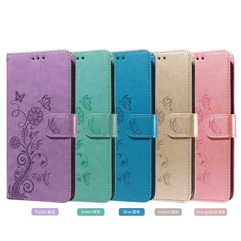 Elegant Flip Cover Leather Wallet Phone Case with Fringed Iris Design