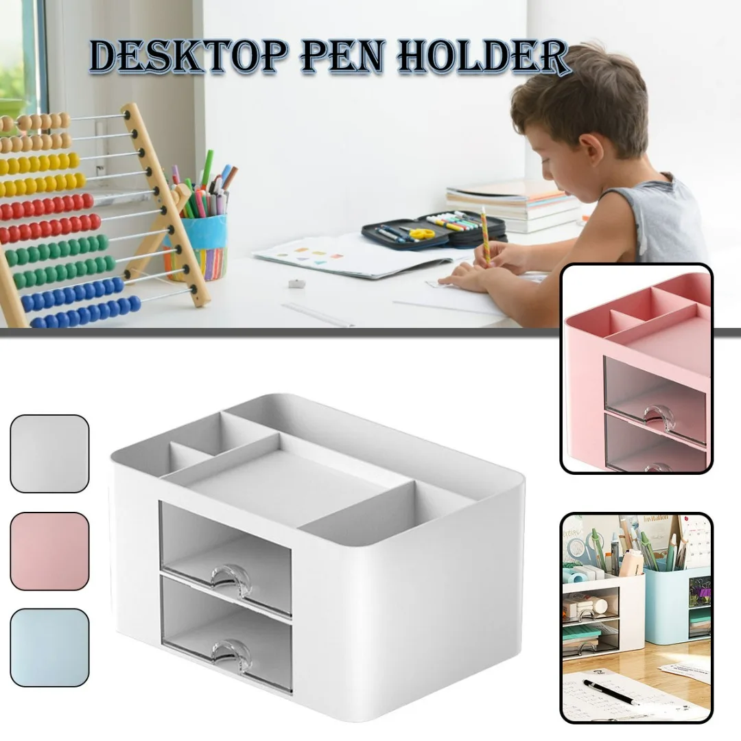 

Brand New Style Pen Organizer 2 Drawer Multi-Functional Pencil Holder Desk Organizers Color Optional Organizing Office Items