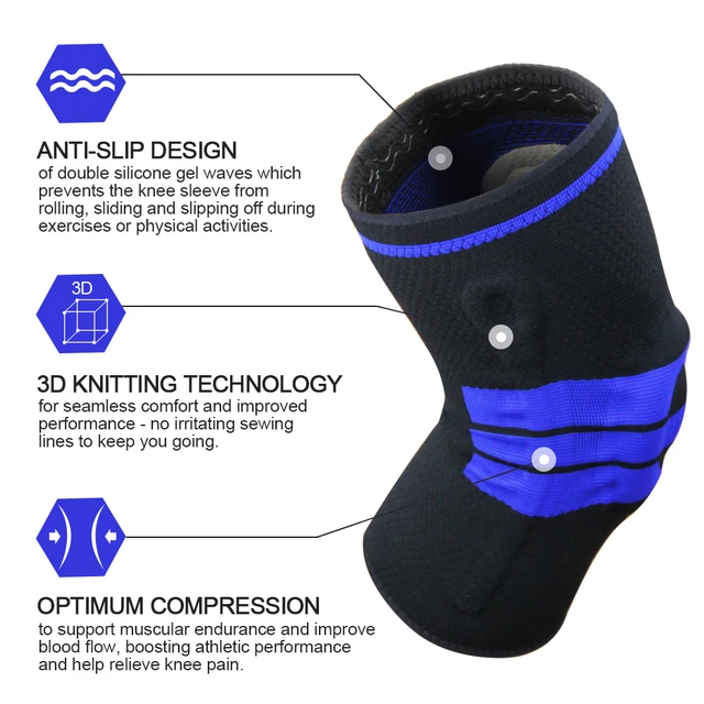 Knee Support Knee Brace Compression Sleeve with Side Stabilizers and Silicone Patella Gel Pad, Meniscus Tear, Arthritis Jogging 3