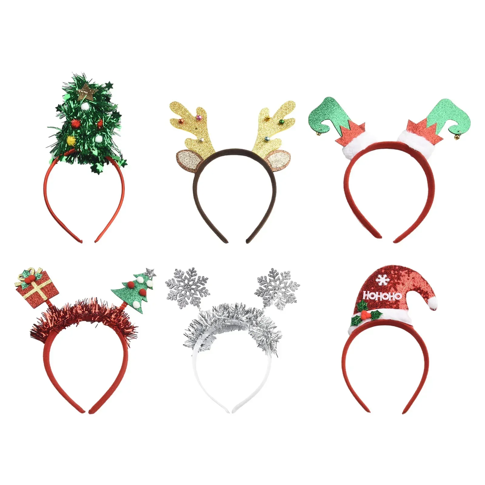 6PCS Christmas Headbands Elk Antlers Cute Xmas Hair Accessories Party Supplies Reindeer Headbands Christmas Party Accessories