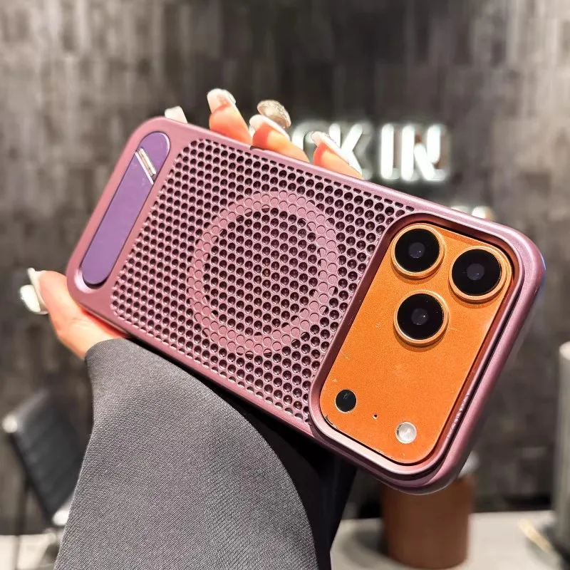 Honeycomb Grid Magnetic Case with Alloy Bracket and Heat Dissipation Kickstand