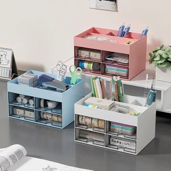 Organizer da Scrivania Multicolore con Cassetti, Scatola Portaoggetti Multi-Scomparto per Cancelleria e Cosmetici