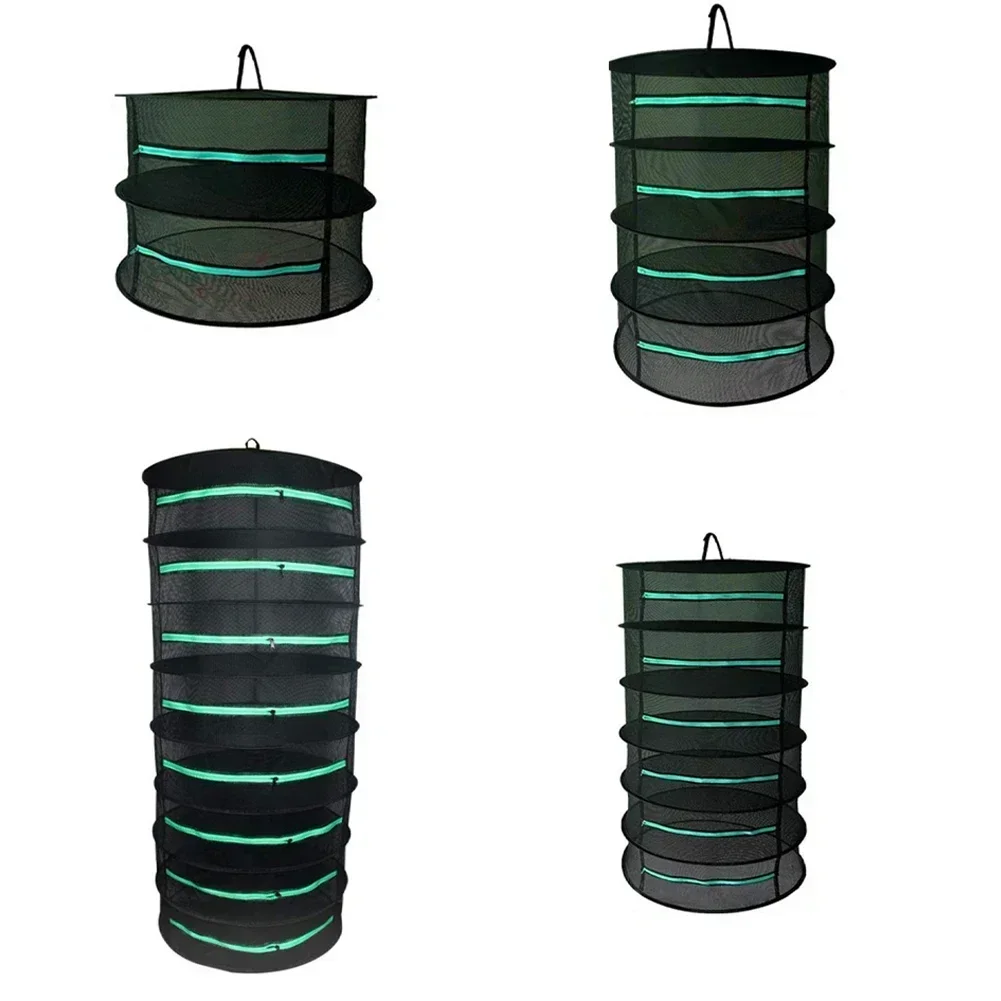8 Layer Drying Net For Herb Fish Hanging Basket Folding Dry Rack Herb Dryer Bag Stainless Steel+Mesh Cloth 5