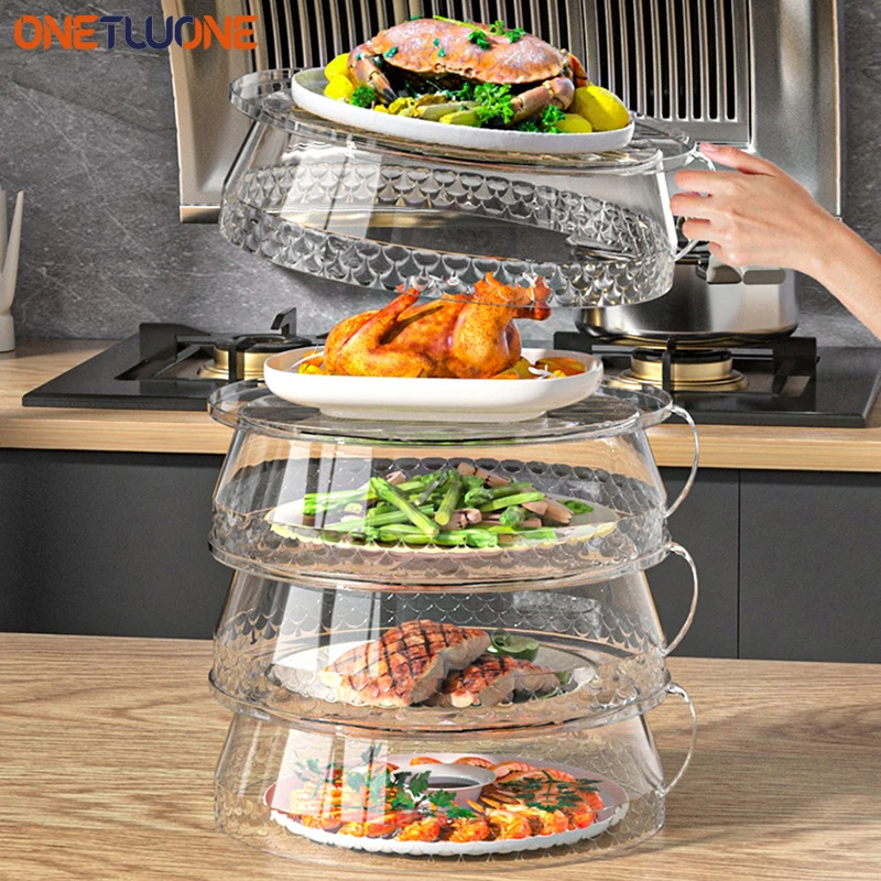 

3/4 контейнер для хранения продуктов, Штабелируемый прозрачный контейнер для подогрева продуктов, поднос для сервировки фруктов от комаров, кухонный органайзер для оставшейся еды