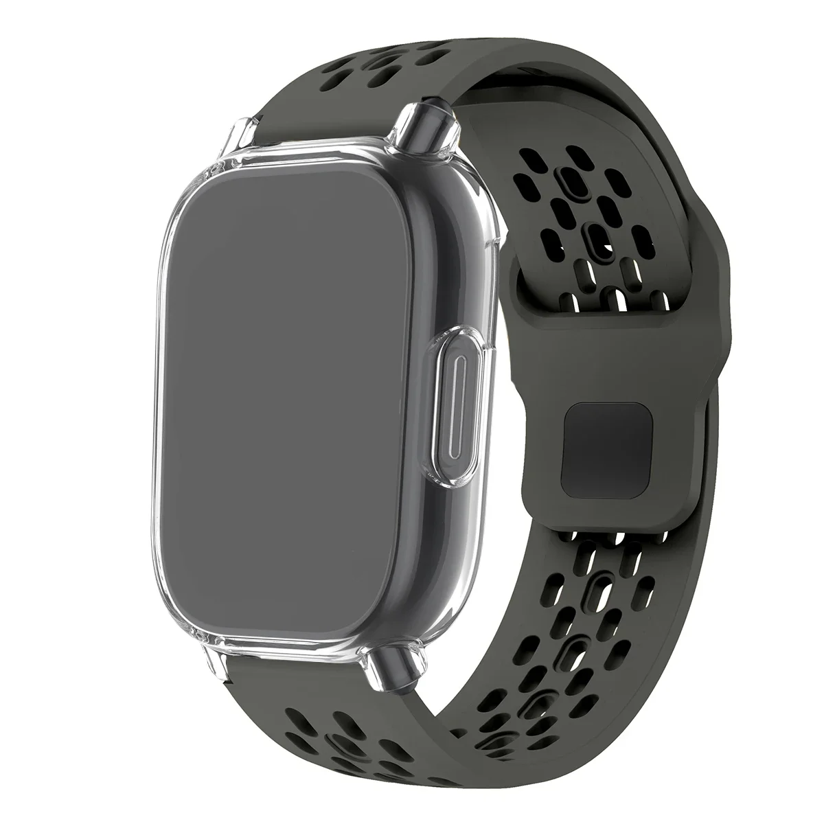 Silicone Strap and TPU Soft Shell Case with Full Cover Screen Protector for Smartwatch - Breathable Sport Band Design