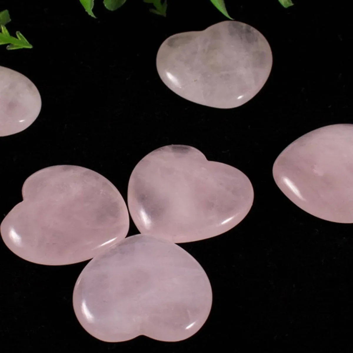 Heart Shaped Rose Quartz Gem Set Spiritual Energy Balance