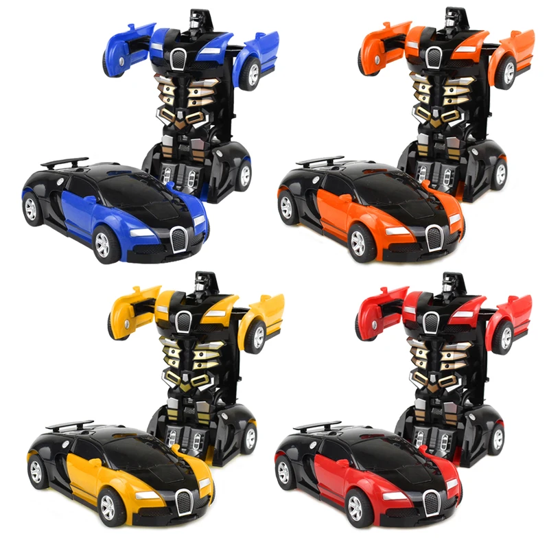 New One-key Deformation Car Toys Automatic Transform Robot Plastic Model Car Funny Diecasts Toy Boys Amazing Gifts Kid Toy 2 in 1 car toys one key deformation car automatic transform robot plastic model push go race car vehicle diecasts toy boys gift