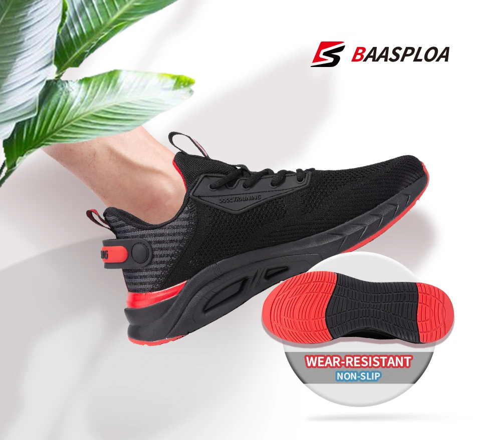 Baasploa 2023 New Men Knit Running Shoes Breathable Sneakers Original Light Shock Absorption Male Tennis Shoe Casual Sneaker