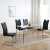 Modern Dining Chairs with Faux Leather Padded Seat Dining Living Room Chairs Upholstered Chair with Chrome Metal Legs Design fo 4