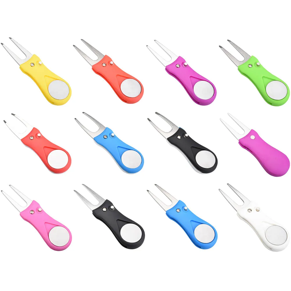 1pcs Golf Divot Repair Tools With Ball Marker Pitch Mark Fork Golf Pitchfork Golf Accessories Putting Fork Golf Training