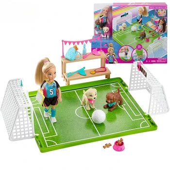 Original Barbie Dolls  Chelsea Dreamhouse Adventures Doll 6 Inch Football Uniform Blonde Girls Accessories Toys for Children Set