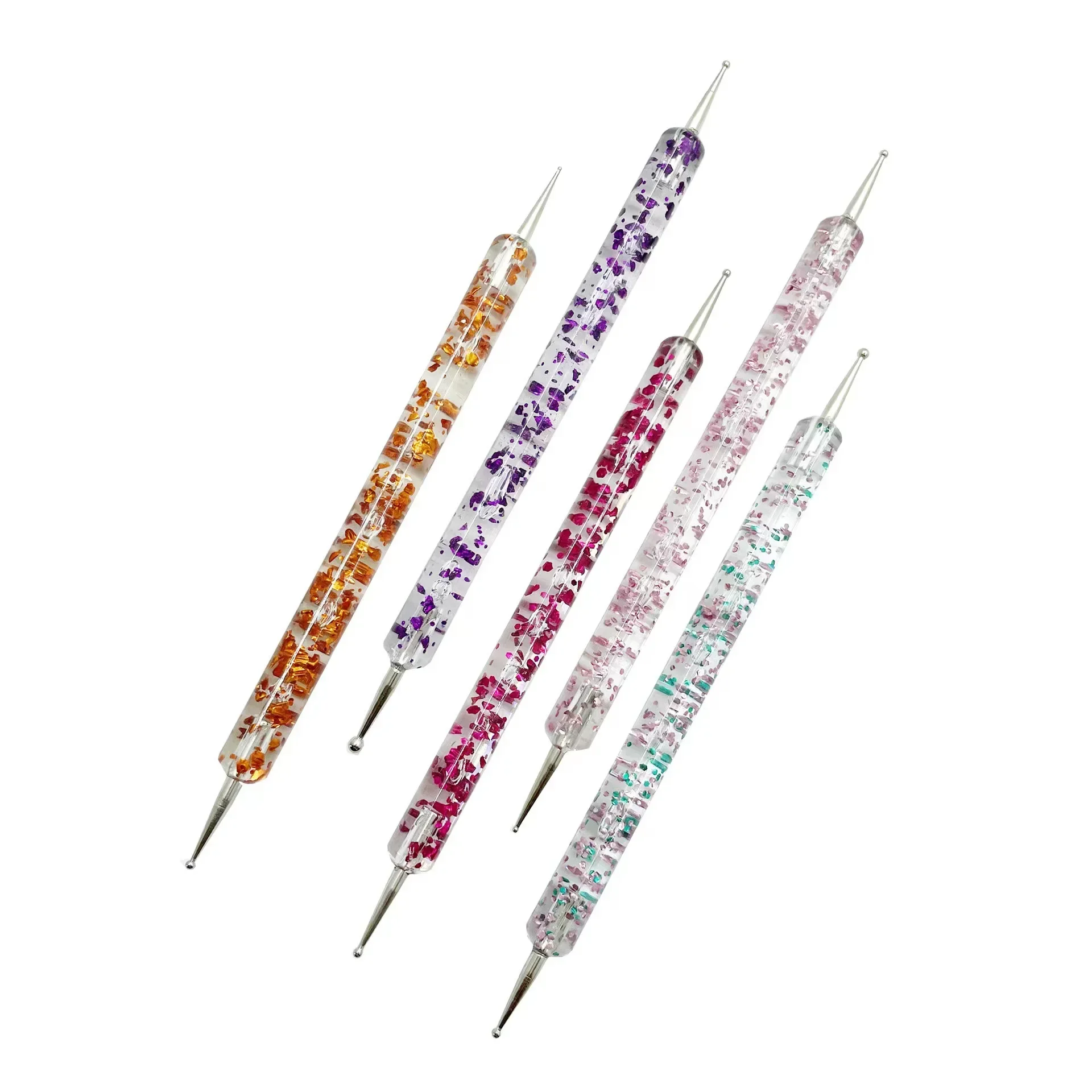 5Pc Rhinestone Design Dual End Acrylic Nail Art Carving Dotting Pen Tip Liner Painting Drawing Brush Gel UV Polish Manicure Tool 3