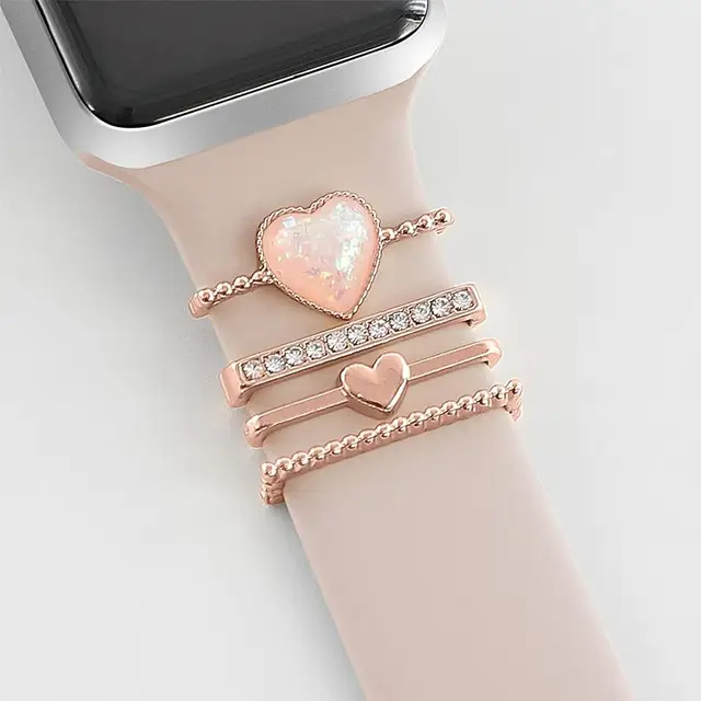 Enfeites para pulseira de Apple Watch com diamantes artificiais