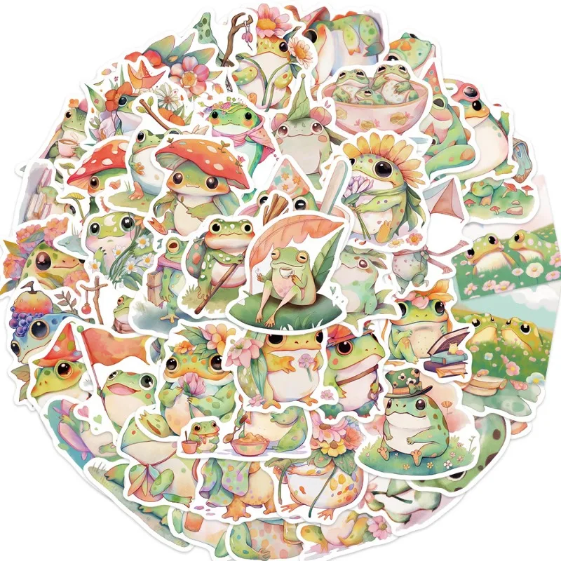 

10/50Pcs Cartoon Cute Colorful Juice Frog Stickers for Laptop Suitcase Album Stationery Waterproof Album Decals Kids Toys Gifts